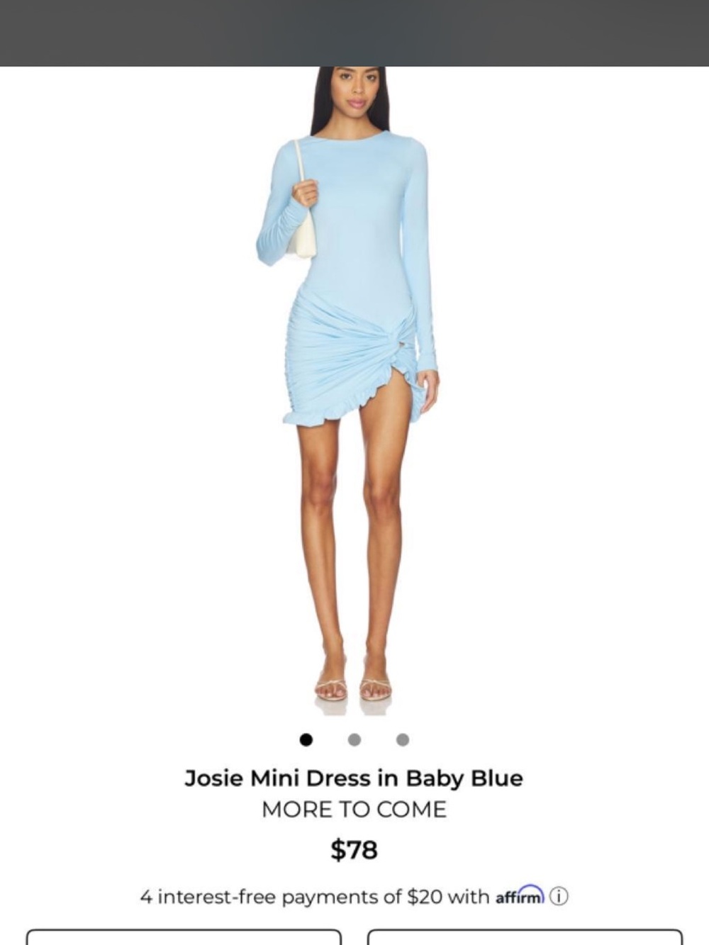 Josie Baby Blue Long-Sleeve Ruched Mini Dress